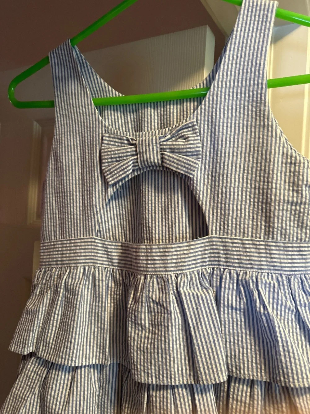 Ralph Lauren seersucker dress blue white new! Girls 14
